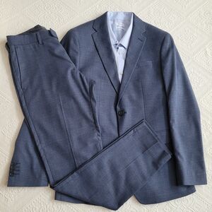 BANANA REPUBLIC FACTORY SLIM FIT SUIT JACKET 38R & DRESS PANTS 29X32 NAVY PLAID